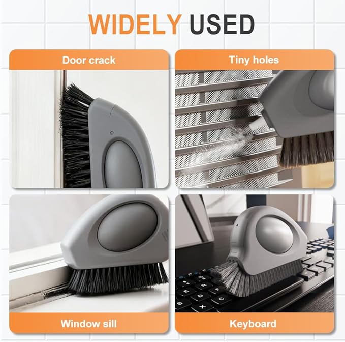 2 in 1 Groove Cleaning Brush, 2025 New Window Track Cleaning Tools, Multifunction Window Track Cleaner with Hard Bristle and Hidden Scraper, Crevice Brush for Sliding Door Track, Window Seal, Sill (1)