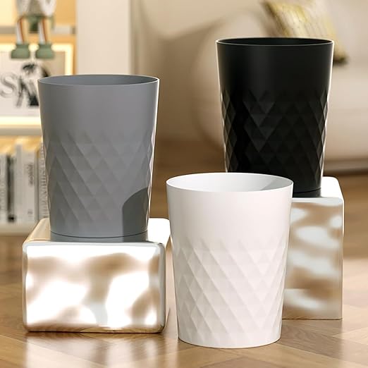 Bathroom Trash Can 1.8 Gallon Garbage Can Waste Basket Recycling Bin for Dorms Bedrooms Offices Kitchens, 2 Pack White
