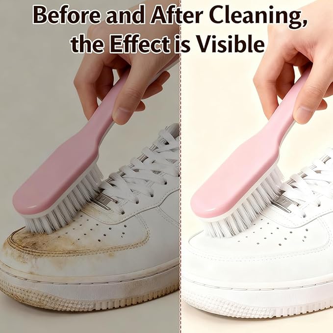 2Pack Shoe Cleaning Brush Household Laundry Clothes Scrubbing for Stains Bathroom Ergonomics Grip Easy Hold (2, Purple)