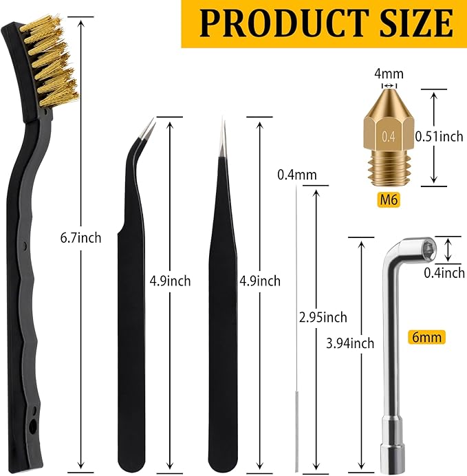 Ender 3 Nozzles 0.4MM,20Pcs 3D Printer Brass Hotend Nozzles with 16Pcs 3D Printer Nozzle Cleaning Kit,3D Printer Toos for Creality Mk8 Ender 3/Ender 3 Pro Upgrades/Ender 3 V2,3D Printer Accessories