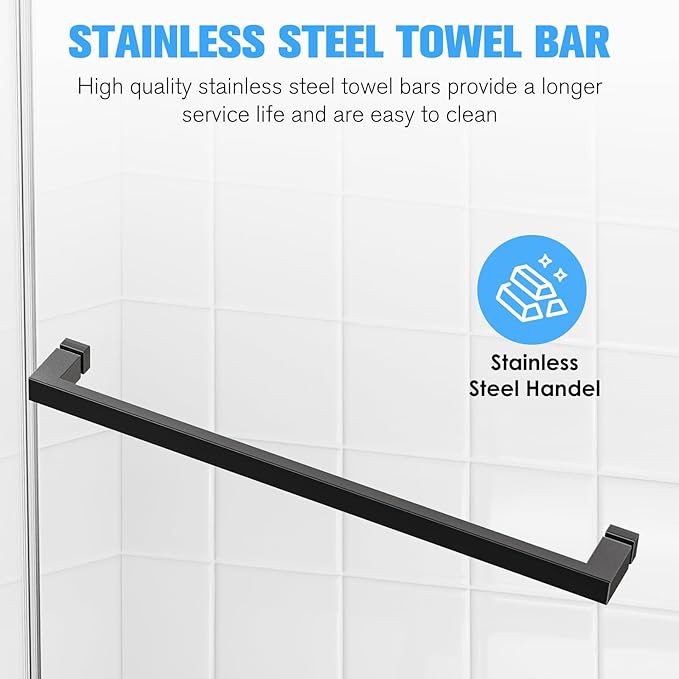 68-72" W x 76" H Frameless Double Sliding Shower Door w/Soft-Close, Bathroom Glass Doors with 3/8" (10mm) SGCC Tempered Glass & Stainless Steel Handle, Reversible Installation, Matte Black