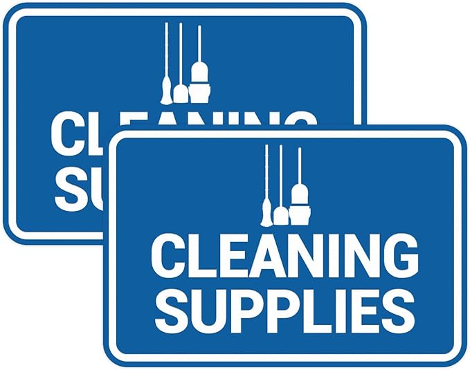 Signs ByLITA Classic Framed Cleaning Supplies Sign (Blue) - Small 2 Pack
