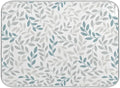Grey and Blue Leaves branches Dish Drying Mat 16x18 for Kitchen Gray Leaves Botanical Spring Flowers Dishes Pad Dish Drainer Rack Mats Absorbent Fast Dry Kitchen Accessories