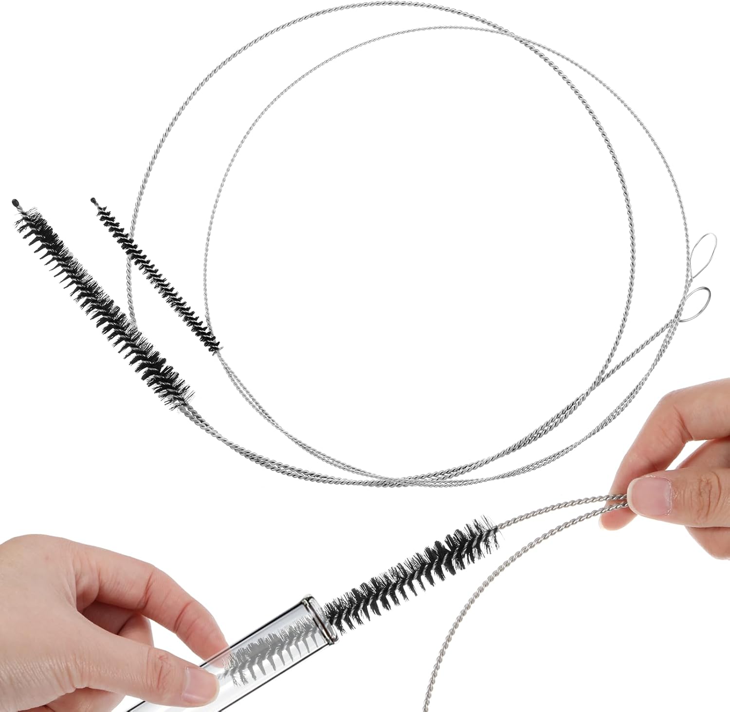 2 PCS Straw Cleaner Brush Extra Long, 39.4 in Extra Long Pipe Cleaners, Black Tube Cleaning Brush for Cleaning Straw, Feeding Tubes, Line and Pump