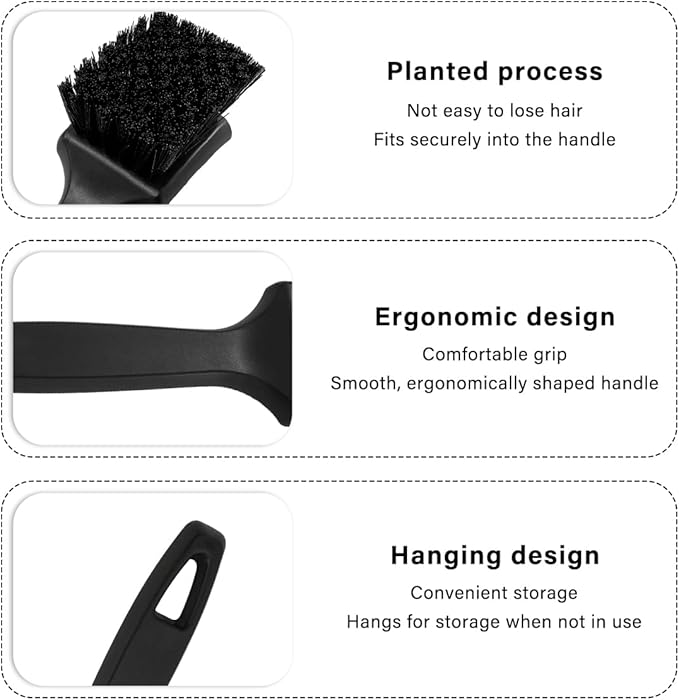 Car Carpet Cleaning Brush, Wheel Hub Scrub Brush Floor Mat Cleaning Brush with Stiff Bristle, Tire Carpet Srubber Upholstery Detailing Brush for Car Interior Home Cleaning (Black)