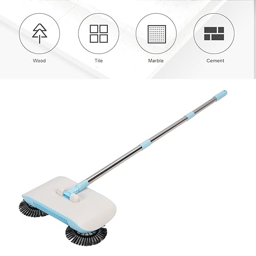 Carpet Floor Sweeper Manual with Horsehair,Hanging Manual Vacuum Carpet Brush Home Tool for Sweeping Mopping (Blue)