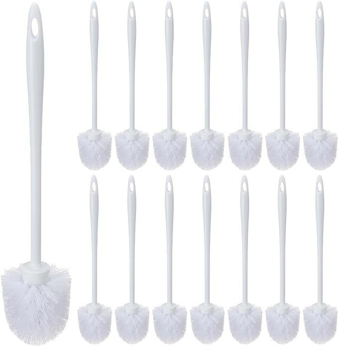 Tioncy 15 Pcs 14.2 Inch Toilet Brush Commercial Heavy Duty Toilet Bowl Cleaning Scrub Long Scrubber for Bathroom Cleaning Supplies