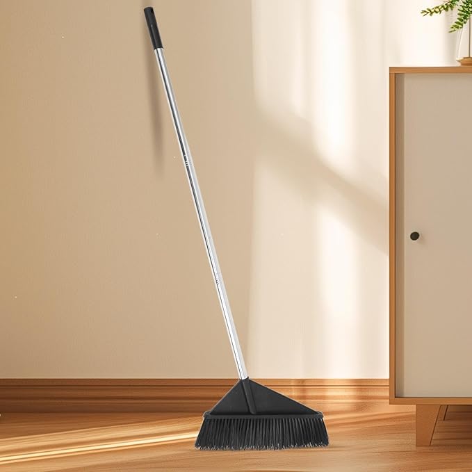 Veemoon Heavy Duty Stiff Bristle Outdoor Broom with Long Handle, Wide Push Broom for Yard, Garden, Warehouse Cleaning, Sturdy Household Sweeping Tool for Home and Office Use