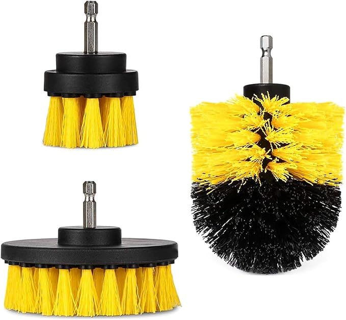 iMounTEK All Purpose Power Scrubber Cleaning Brush Combo Kit. Bathroom Accessories For Bathtubs/Bath Mat/Shower Curtain/Kitchen Sink/Bidet/Carpet/Pool Tile/Ceramic/Marble/Brick/Flooring/Grout- Yellow