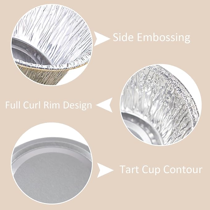 Aluminum Foil Baking Cups 200 Pack, SUPPHOUS 4 Oz Disposable Ramekin Aluminum Cupcake liners, Silver Foil Baking Cups Muffin Liners for Cupcake, Baking, Egg Tart, Pudding, Creme Brulee