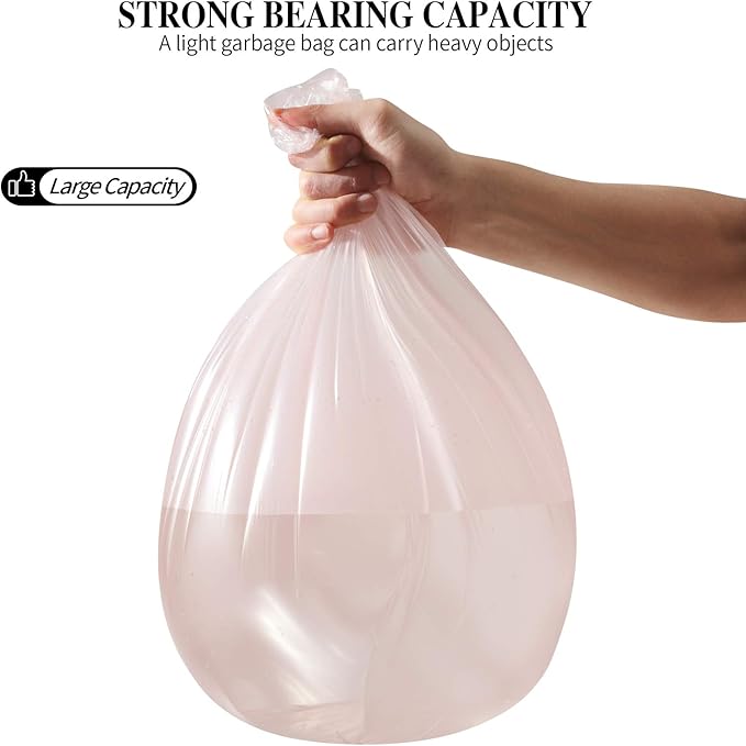 5 Rolls Small Trash Garbage Bags, 4 Gallon Strong Thin Material Disposable Kitchen Garbage Bags, Durable Plastic Trash Bags for Office Home Bedroom Garden Waste Bin, 100 Counts (Pink)