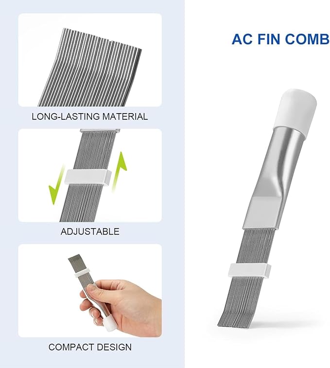 AC Coil Cleaning Brush, Double-Sided Evaporator Coil Cleaner, Fin Comb, Air Conditioner Coil Cleaning Tool Kit, Radiator Repair Tool, HVAC Maintenance Tools for Home