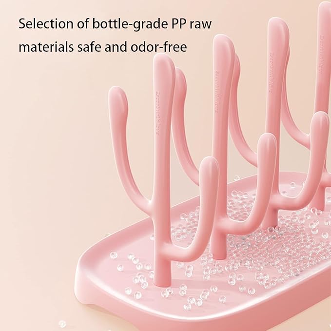 Pink Baby Bottle Drying Rack, Portable Bottle Holder for Baby Accessories
