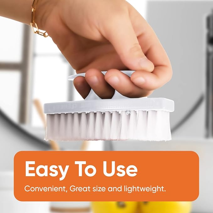 Superio Nail Brush for Cleaning Fingernails, Nail Scrubber Brush, Toe Foot Hands Fingernail Brush Cleaner- Small Scrub Brush- All-Purpose Stiff Cleaning Brush for Home, Kitchen, Work, (2, White/Red)