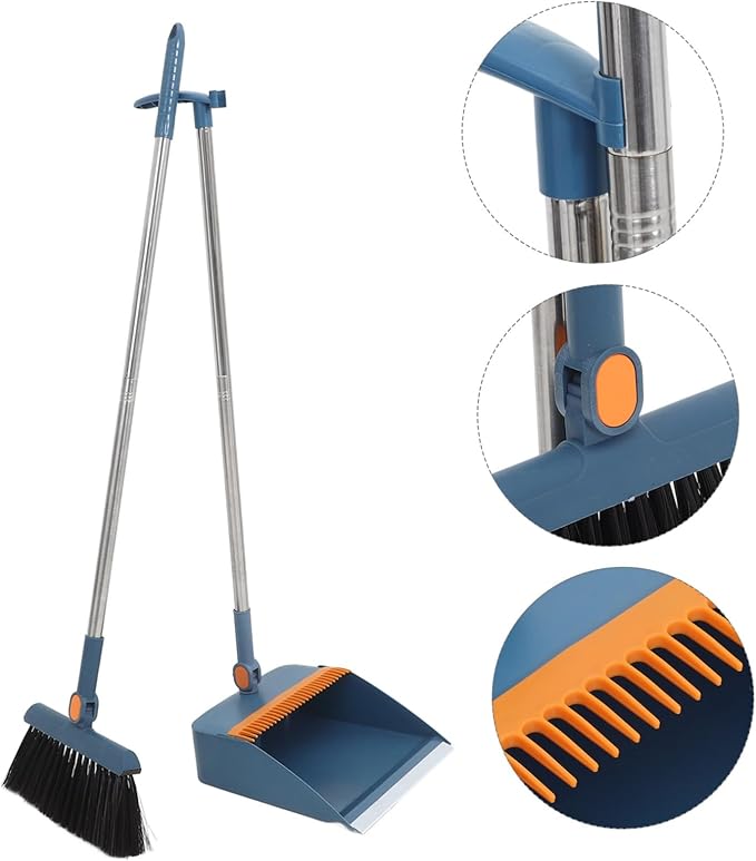 Collapsible Broom Dustpan Set Standing Dustpan Home Cleaning Tools Stainless Steel Garage Broom