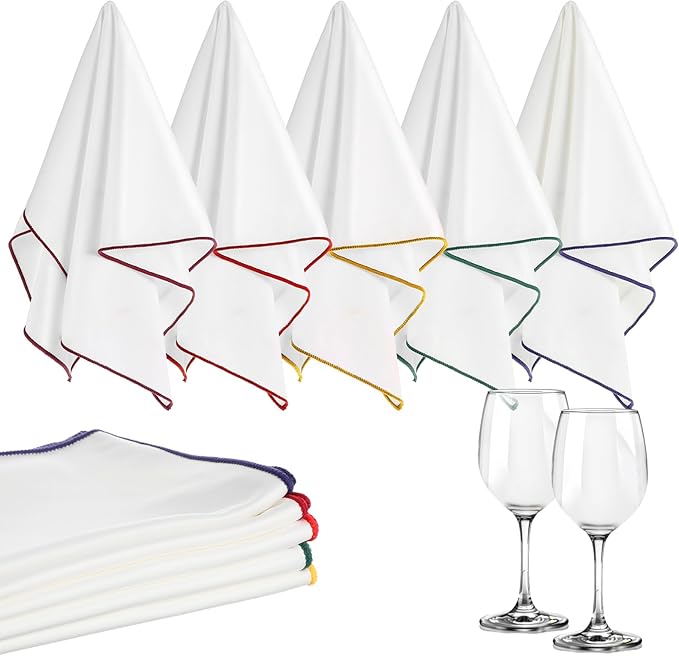 5 Pcs Wine Glass Polishing Cloths Large Microfiber Cleaning Cloths 20 x 14 Inch Lintless Towels for Drying Wine Glasses Cleaning Window Stemware Dishes Glassware (5 Colors)