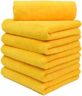 CARCAREZ Premium Microfiber Detailing Towels, 340 GSM Lint Free Car Buffing Waxing Polishing Drying Towel, 16x16 inch, Pack of 6 (Yellow)