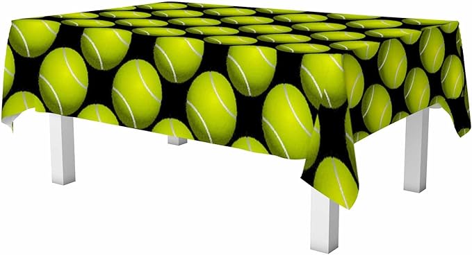 Tennis Table Cloth 52x70 Sport Leisure Recreation Yellow Green Rectangular Tablecloth Polyester Washable Table Cover for Dining Kitchen Banquet Picnic Decorative