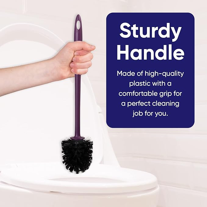 Toilet Brush Cleaner and Holder Purple 3 Pack Toilet Bowl Cleaner Brush with Scrubbing Wand, Brush and Storage Caddy for Easy Bathroom Cleaning