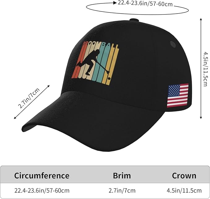 Vintage Style Broomball Outdoor Curved Brim Baseball Hat with Buckle Casual Mesh Hat