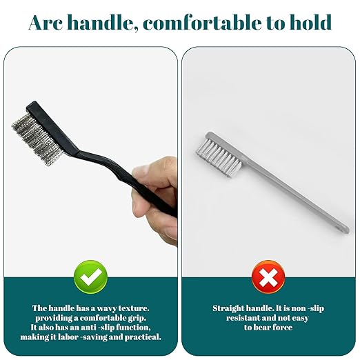 30 PCS Mini Wire Brush Stainless Steel Brush Set，Masonry Brush Wire Bristle for Cleaning Welding Slag and Rust，Curved Handle Brush (Stainless Steel, 30)