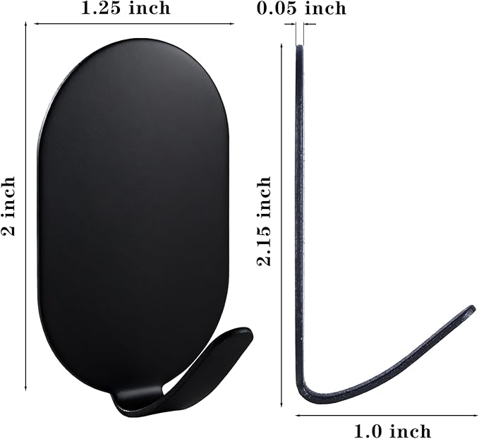 Sticky Adhesive Hooks for Hanging, Key Hooks, Stainless Steel Wall Hooks, Command Hooks, Coat Hooks, Door Hooks, Towel Hanger, Metal Hook, Utility Hooks,Picture Hanger, Storage Hooks, 10Pcs (Black)