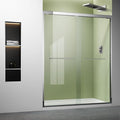 Chrome Shower Glass Door,56-60 x 72 inch Bathroom Sliding Door with 1/4'' Clear Tempered Glass,Double Sliding Shower Doors for Walk-in Shower,Semi-Frameless Shower Door