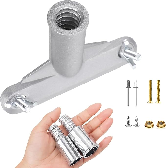 Broom Handle Bracket,5mm Thickness Deck Brush Accessories,Aluminum One-Piece Casting Metal Brackets,Broom Bracket for American Style Threadedd Threaded Tip Replacement (1)