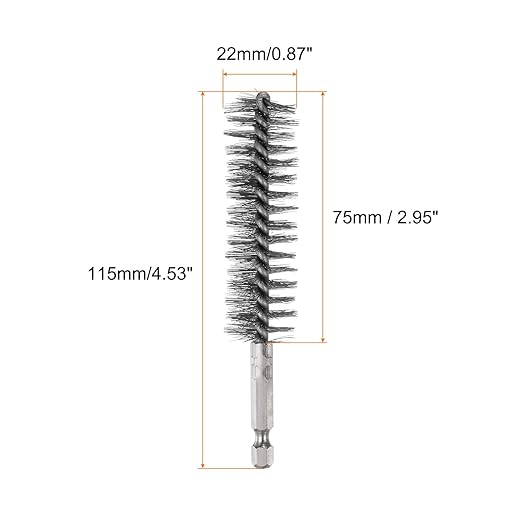 HARFINGTON 5Pcs Bore Brush Stainless Steel 22mm Dia Cleaning Twisted Wire Brush Tube Pipe Cleaner with Handle 1/4 Inch Hex Shank for Tubes, Ports, Bearings