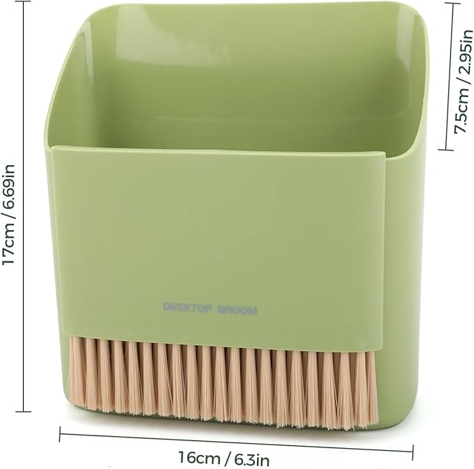 Small Broom and Dustpan Set, Portable Hand Whisk Broom Brush, Mini Hanging Trash Can, Soft Bristle Household Brooms with Dust Pan Combo Set for Cleaning Home, Desktops - 2 Pack (Green+Orange)