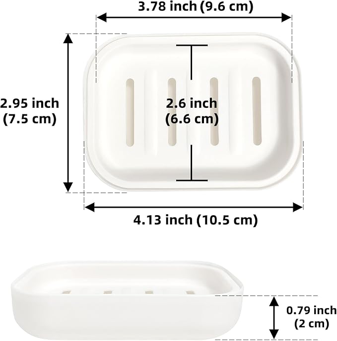 Double Layer Draining Soap Dish, Plastic Dishwashing Sponge Soap Holder for Kitchen, Bathroom, and Washstand (Milky White)