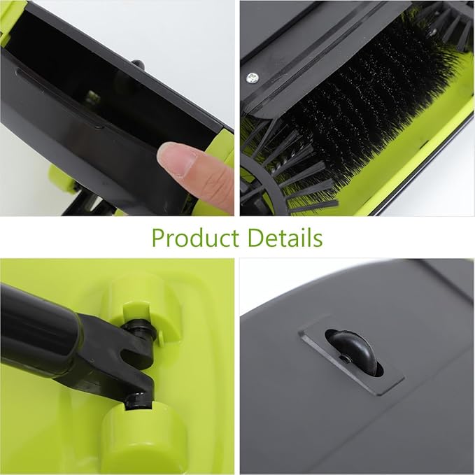 Multi-Function 3 in 1 Hand Push Sweeper with Dustpan and Trash Bin 360 Rotating Floor Mop for Hardwood Tile Marble Adjustable Handle Cleaning Tool
