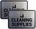 Signs ByLITA Classic Framed Cleaning Supplies Sign (Brushed Silver) - Small 2 Pack