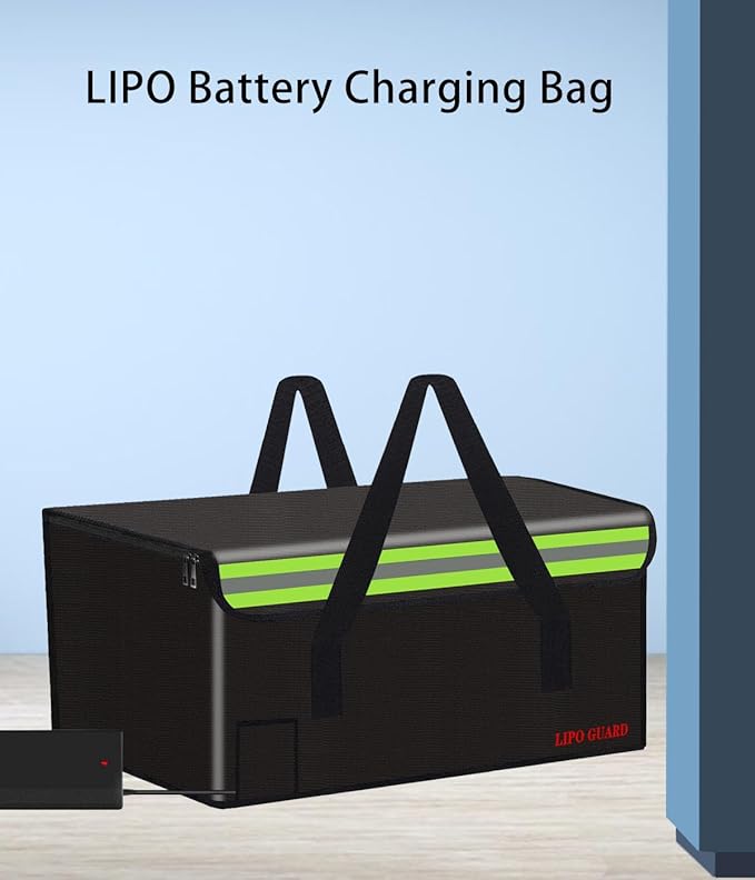 Lipo Battery Safe Bag Large Capatity Fireproof Bag for Ebike Lipo Battery Other Batteries Storage Charging Transport Home Office Travel Safe Storage Pouch