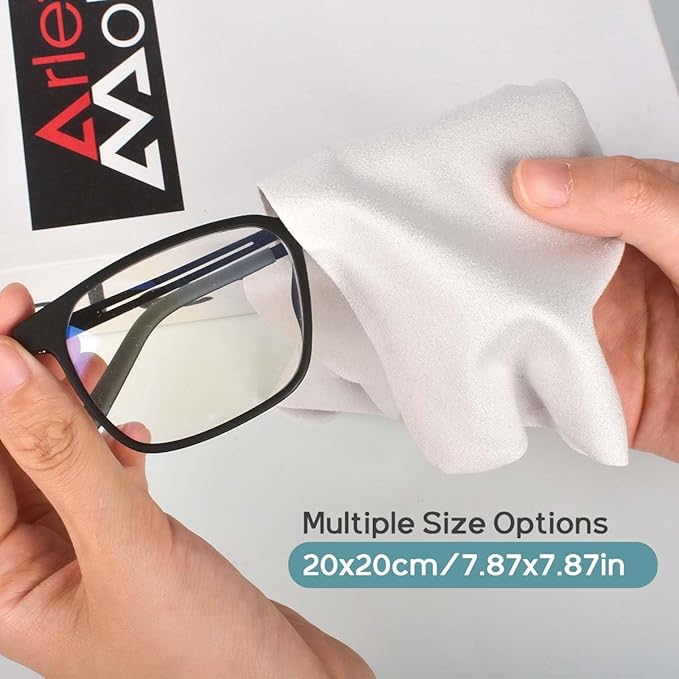 CONLI 12 Pack 20x20cm/8”x8” Large Microfiber Cleaning Cloth for Eyeglasses Luxury Suede Glass Cleaning Cloth Glasses Cleaner for Eye Glass Lens Cleaning Gentle and Lint-Free