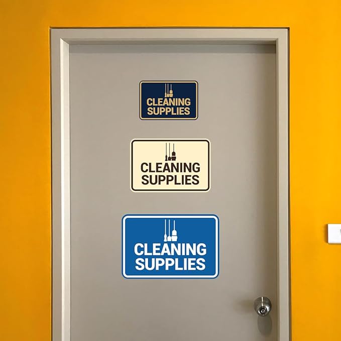 Signs ByLITA Classic Framed Cleaning Supplies Sign (Blue) - Medium 2 Pack