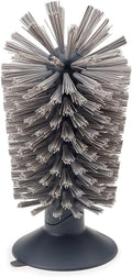 Hengkainsing Brush-Up Glass Brush with Suction Cup Upright Stays in Sink Bristle Scrub Kitchen Bottle Cleaning Washing (Gray)