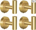 Towel Hooks Bathroom Coat Hooks Robe Hook Stainless Steel Heavy Duty Door Hanger Towel Robe Clothes Cabinet Closet Sponges Wall Hook for Bedroom Kitchen Hotel 4 Packs (Gold)