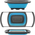 Qimh Colander Collapsible, Colander Strainer Over the Sink Food Colanders Strainers with Extendable Handles, 6-Quart, Dishwasher-Safe Kitchen Folding Strainer for Pasta, Veggies and Fruits