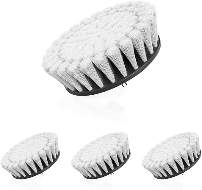 Hoover 6 inch Soft Bristle Cleaning Brush for Delicate Surfaces, Gentle Whole Home Surface Treatment, Scrubber Drill Attachment for Deep Clean (Pack of 4)