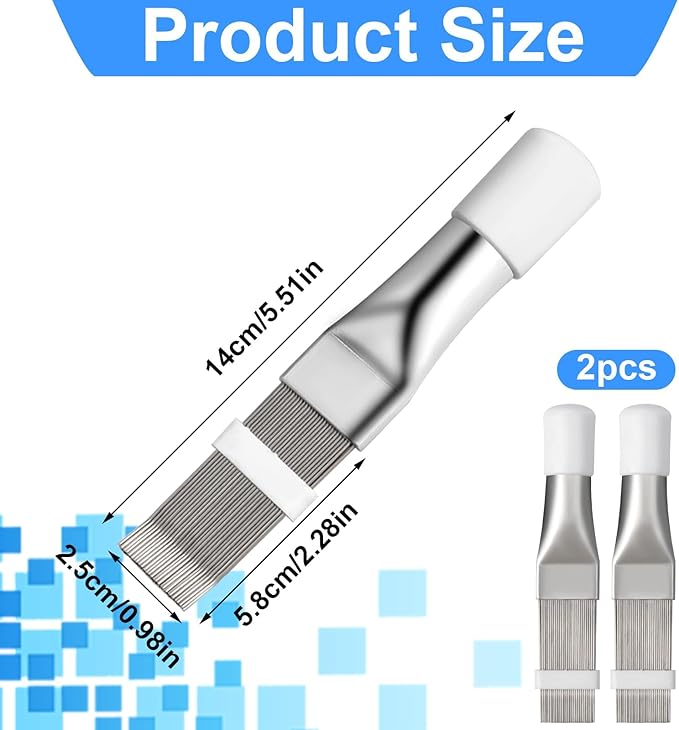 2PCS Air Conditioner Fin Straightener, Air Radiator Comb Tool, Coil Cleaner Brush Suitable for Cleaning and Maintenance of Aircondition Refrigerator Industrial Equipment Condenser Radiator