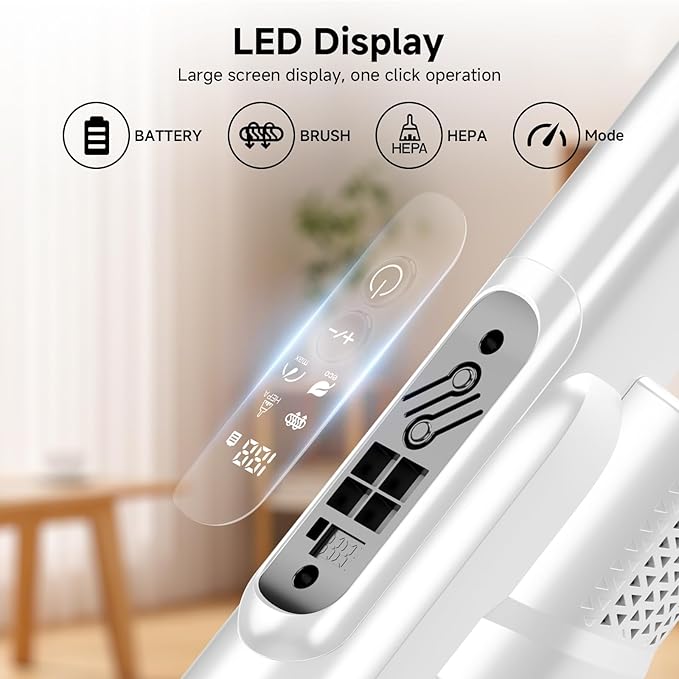 Cordless Stick Vacuum Cleaner with Auto Empty System Self-Charging Base, Powerful Suction for Pet Hair on Carpet & Hardfloor, Lightweight Anti-Tangled Handheld Vacuum, HEPA Filtration, Blue