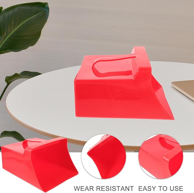 Handheld Dustpan for Desktop Trash Cleaning, Red Plastic Reusable Shovel with Handle, Multi-Purpose Household Garbage Sweeper for Home and Office Use