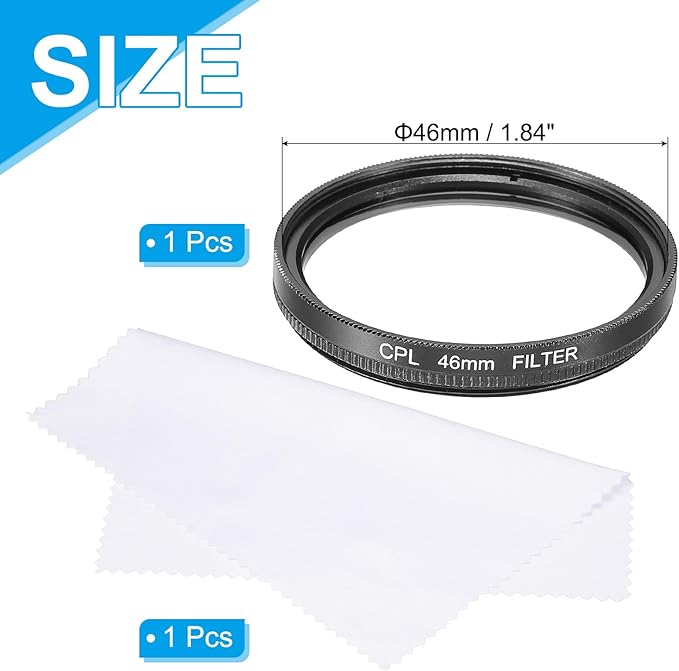 MECCANIXITY 46mm Circular Polarizer Filter, Double Sided Multi-Layer Coatings Polarizing Filter with Cleaning Cloth for Camera Lens