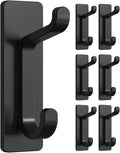 Self Adhesive Wall Hooks for Hanging: Extra Strong 13 LB, Hook for Coat, Towel in Bathrooms, Shower, Kitchen, Wall, Door Hook, Black 6 Pack
