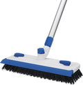 Qaestfy Floor Grout Scrub Brush with Squeegee 3 in 1, 55'' Extendable Long Handle Floor Scrubber Cleaner Brush for Scrubbing Deck, Tile, Garage, Patio, Concrete, Rug, Shower Bathroom