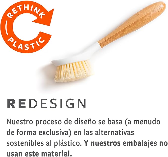 Full Circle Tenacious C Cast Iron Bamboo Dish Brush and Scraper – Durable Kitchen Scrub Brush for Dishes, Pots, Pans, and Cast Iron, Sustainable, Made with Recycled Plastic
