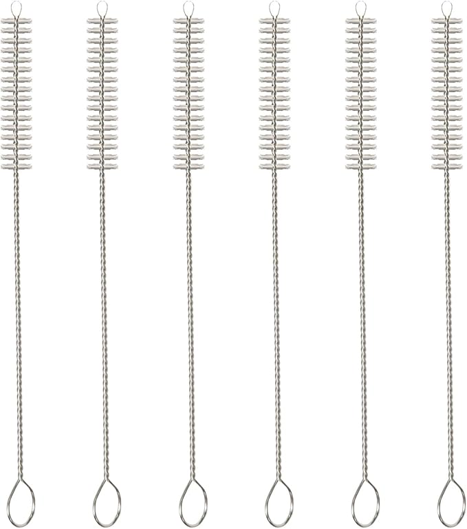 Straw Cleaner Brush Set, 6-Piece Set of Long Cleaning Brushes for Tumbler, Water Bottle, Sippy Cups, Pipes, Tubes, Stainless Steel Drinking Straws, Glass Silicone Metal Straws or Hummingbird Feeders