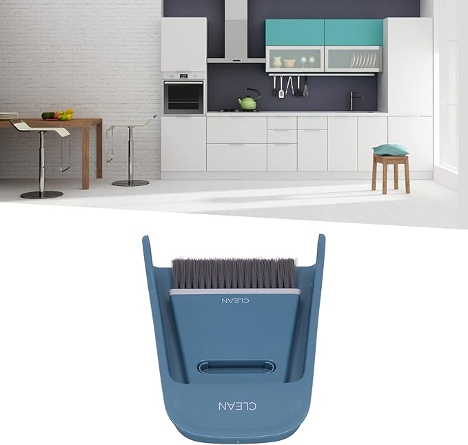 Handheld Broom and Dustpan Set Small Dust Pan and Brush Set, Small Broom and Dustpan Set, Portable 3 in 1 Mini Squeegee Dustpan and Cleaning Brush Set for Office Cleaning, Desk