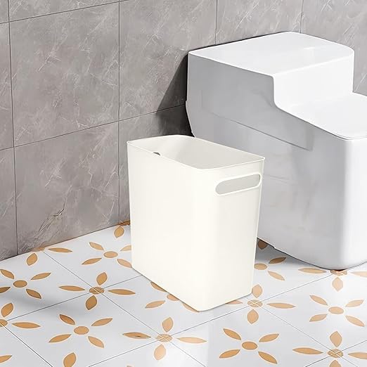 Platic Trash Can - Small Waste basketbin - 1.8 Gallon- for Office,Home,Bathroom,Kitchen - White
